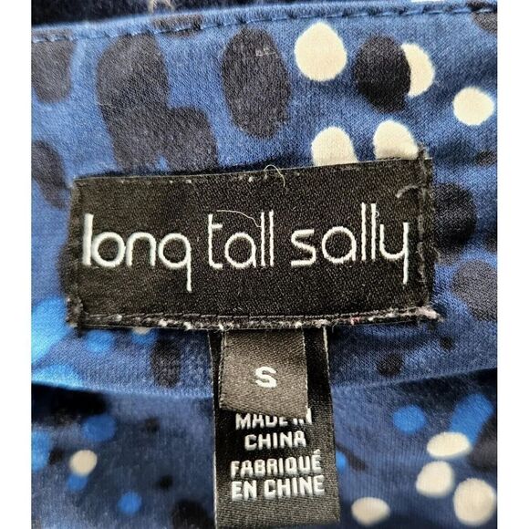 Long Tall Sally Blue black White Dots Womens Small Casual Long Sleeve Tunic - Picture 6 of 7